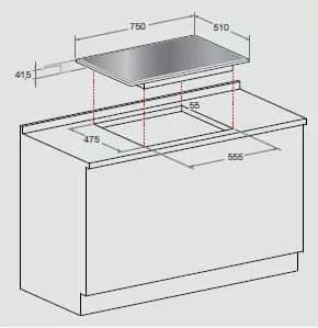 PLAQUE ARISTON 5 FEUX 75 CM FONTE EN VERRE TROMPENOIR-PK755DGHX/HA - PK755DGHX/HA