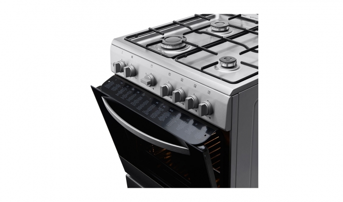 Cuisinière à gaz 4 Feux 60 CM | Double allumage (four et gril simultanément ) | Nettoyage catalytique| Dispositif d'extinction de flamme - LF68V00S