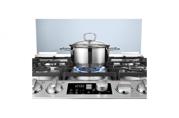 Cuisinière à gaz  6 Feux 76 Cm | Brûleur Triple UltraHeat™ |EasyClean™ |Capacité extra large | Four à convection - LF761S