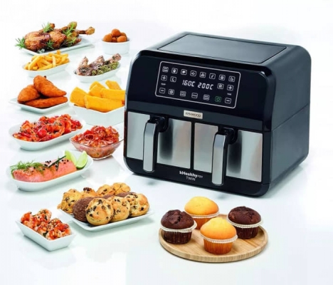 friteuse air fryer kenwood  INOX 8L(4L/4L) deux bag,HFM75.000MB - HFM75.000MB