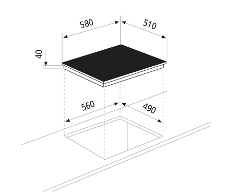Table de cuisson vitrocéramique 4 zones 60 cm | Glem - GTH64KIX 