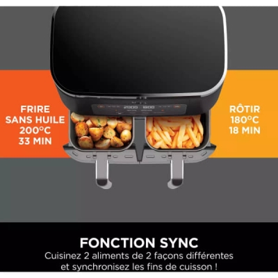 FRITEUSE AIR FRYER NINJA 7.6 L 2 TIROIRE 6 MODE DE CUISSON AF300EU - AF300EU