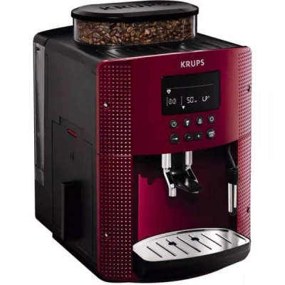 Machine a cafe krups automatique a grain avec buse vapeur "Cappuccino" - 15 bar - gamay red - EA815570