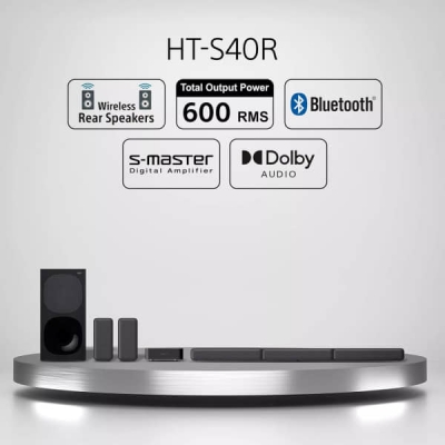 BARRE DE SON SONY 600wat  5.1CH Home Cinema avec Enceintes Satellites sans Fil, Noir HT-S40R - HT-S40R