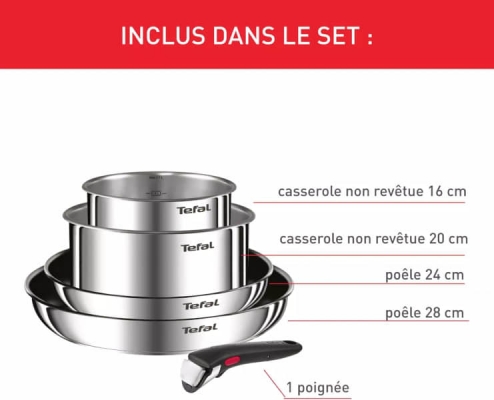 SET DE POELE ET CASSEROLES TEFAL INGENIO INOX L897S504 - L897S504