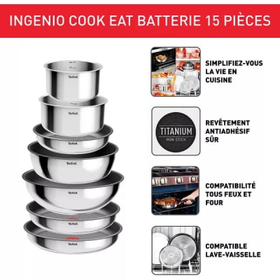 TEFAL 15 PIECE TITANIUM L881SF04 - L881SF04