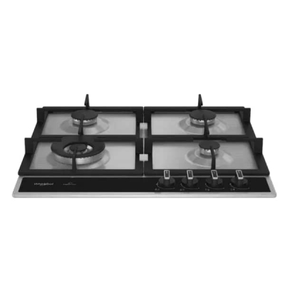 PLAQUE WHIRLPOOL 4 FEUX NOIR INOX 60CM WHG60R422W2XBGDZ - WHG60R422W2XBGDZ