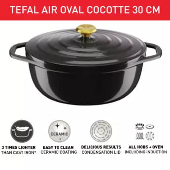 Cocotte Tajin Tefal Air Ovale 30 cm en Fonte Allum - E2558955
