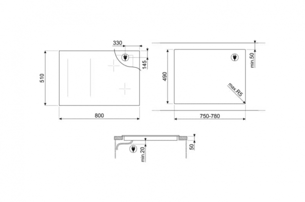 Plaque induction SMEG Linea 80cm 6 zones - SIM1864DGPB3