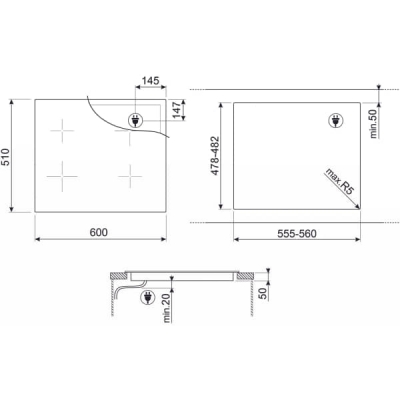 PLAQUE SMEG INDUCTION NOIR 4 ZONE SIM6644R - SIM6644R