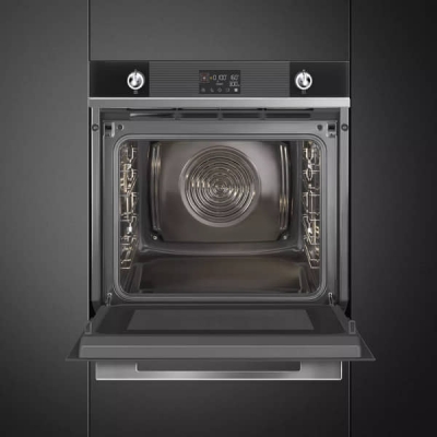 FOUR SMEG ELECTRIQUE 68L HYDROLYSE CHALEUR TOURNANTE MICROONDE GRILL  NOIR SO6102M2N - SO6102M2N