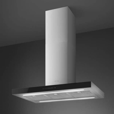 HOTTE SMEG DECORATIVE ILOT CENTRALE INOX NOIR 90CM  KBTI9L4VN - KBTI9L4VN