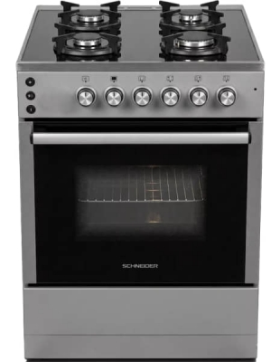 CUISINIERE SCHNEIDER 4 FEUX TABLE VERRE TREMPE FOUR GAZ SCGG60X-GL - SCGG60X-GL