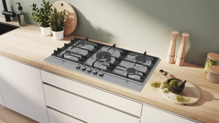 Plaque gaz Bosch 5 feux 90 cm S&eacute;rie 6  Inox - PCR9A5I90
