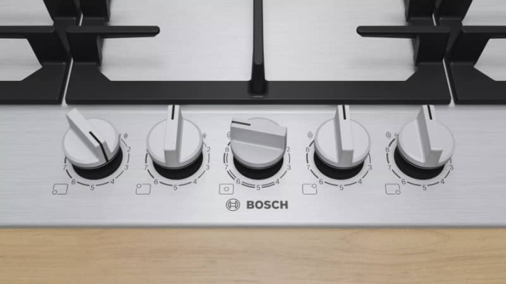 Plaque gaz Bosch 5 feux 90 cm S&eacute;rie 6  Inox - PCR9A5I90