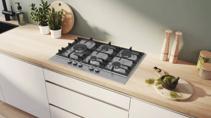 Plaque Bosch Serie 6  Gaz 5 FEUX 75 cm Acier inoxydable PCS7A5I90 - PCS7A5I90
