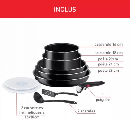 Batterie de cuisine TEFAL Ingenio Easy On 10 pi&egrave;ce - L1599902