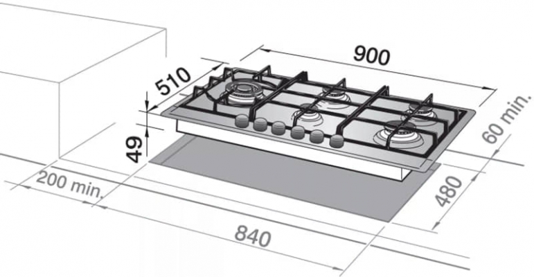 Plaque de cuisson DE'LONGHI 90 cm Inox 5 Feux - NSL 590D X