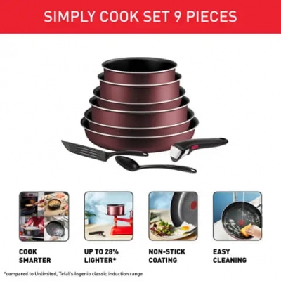 Batterie de cuisine Tefal Ingenio Simply Cook 9pcs - L7248902