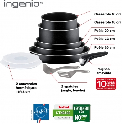 Batterie de cuisine 10 pièces TEFAL - Ingenio Essential